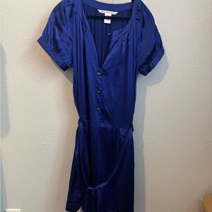 EUC Diane Von Furstenberg Royal Blue Silk Romper Sz 14